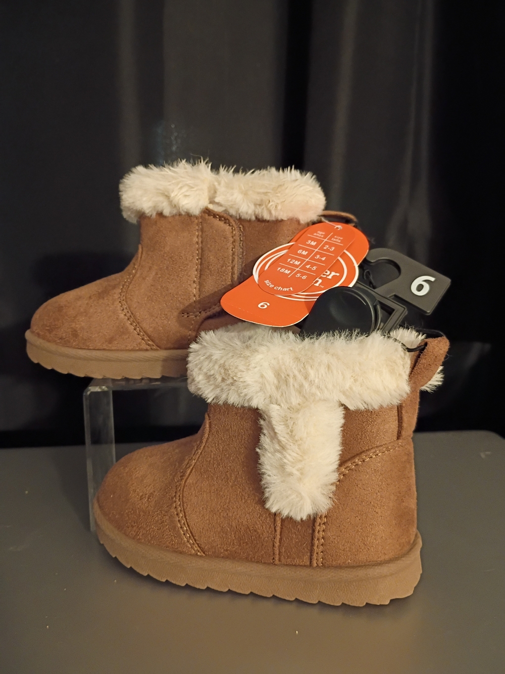 Girls Faux-Suede Brown Fur Cuff Winter Boots